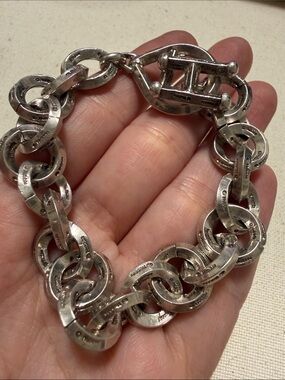 Stunning Sterling Silver 925 Chain Link Bracelet “engraved hubble” 7.5’ inch